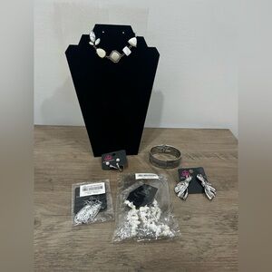 NWT Paparazzi 6 Pc Silver and White Necklace Set